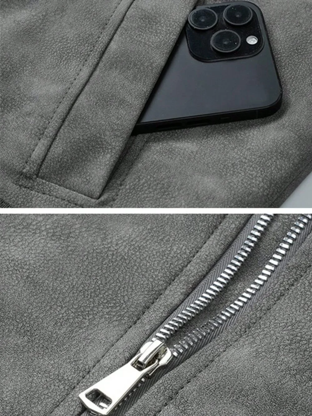 Grey Casual Men's Loose Fit Jacket Outdoor Sports Thermal Lined Coat